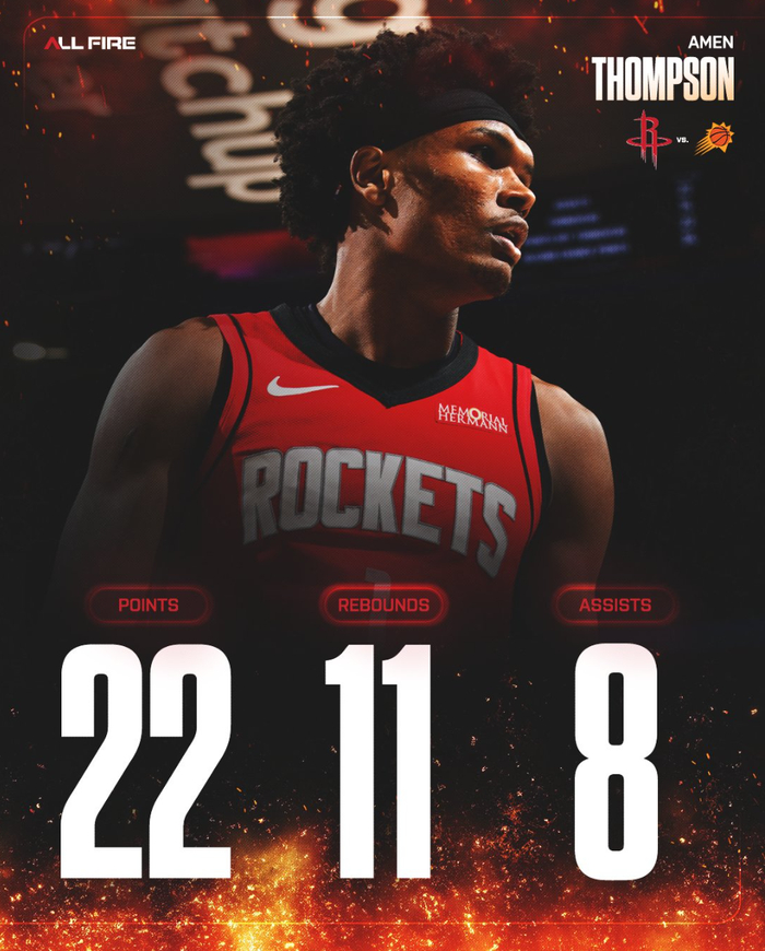 火箭逆转太阳阿门爆发率队取胜 伊森状态回升助